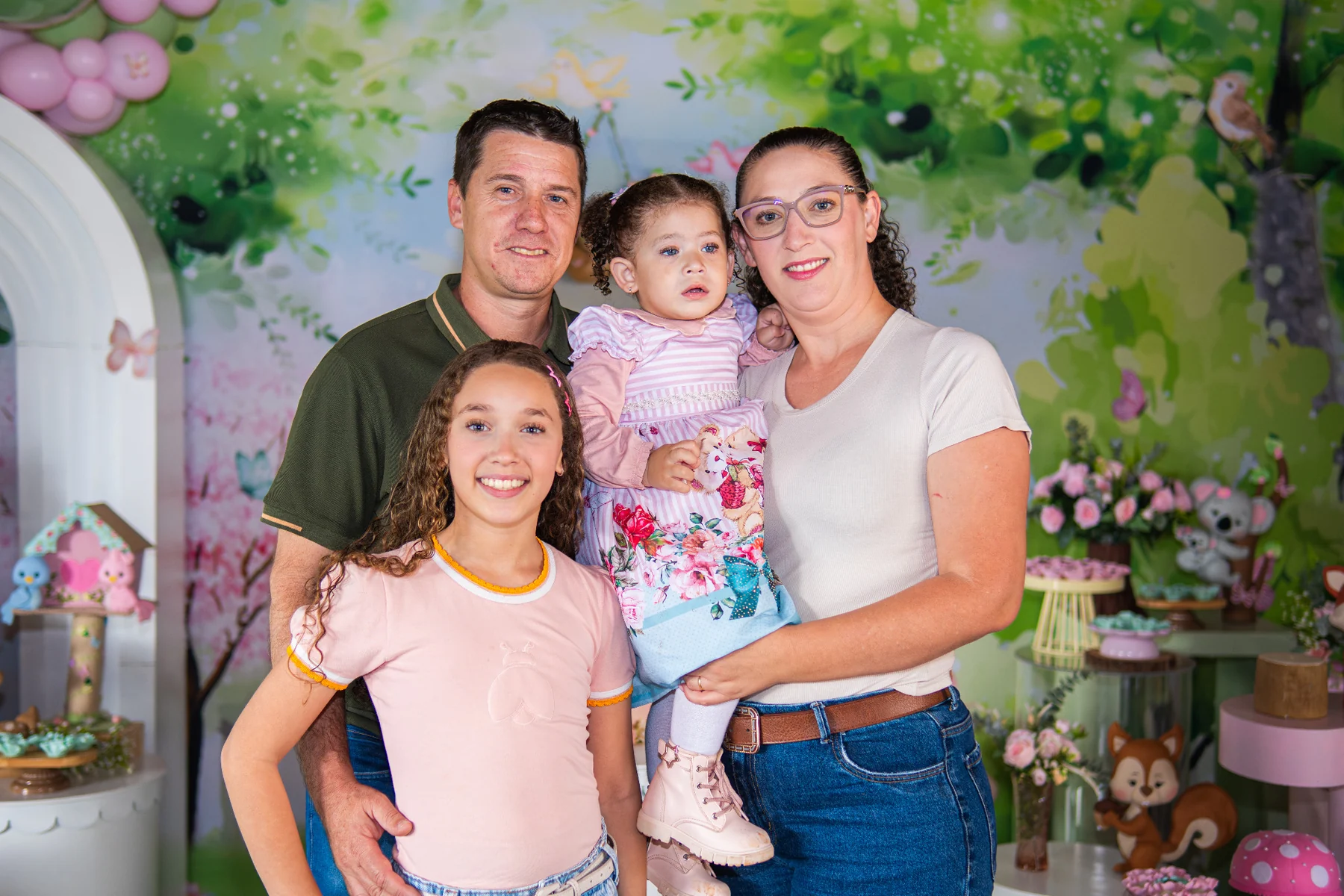 Família em aniversário infantil